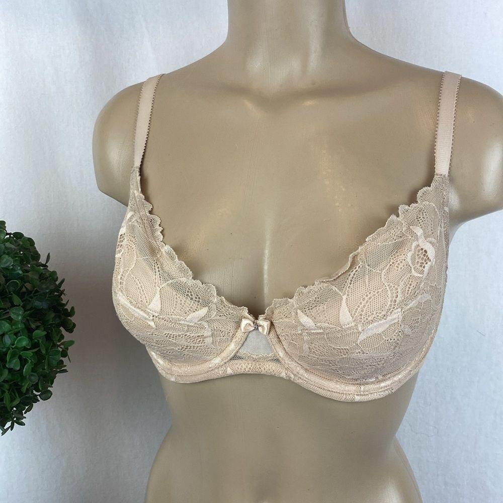 Le Mystere Nude Full Lace Lightly Lined Underwire‎ Bra 34D